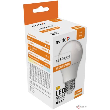 Avide LED Globe A60 11W E27 NW 4000K