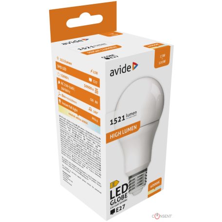 Avide LED Globe A60 13W E27 NW 4000K