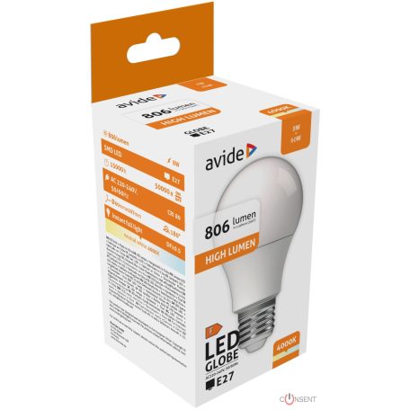 Avide LED Globe G60 8W E27 240° NW 4000K