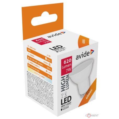 Avide LED Spot Alu+plastic 7W GU10 110° NW 4000K