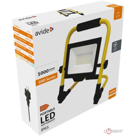 Avide LED Reflektor Slim SMD 50W állványos 1.5m NW 4000K
