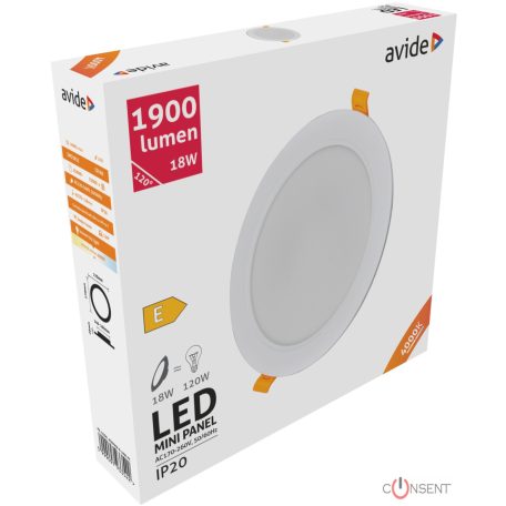 Avide LED Beépíthető Kerek Mennyezeti Lámpa SMD2835 Plasztik 18W NW 4000K