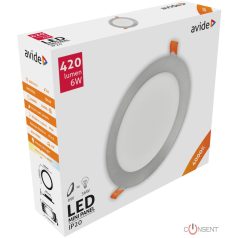 Avide LED Beépíthető Kerek Mennyezeti Lámpa ALU Szatén nikkel 6W NW 4000K