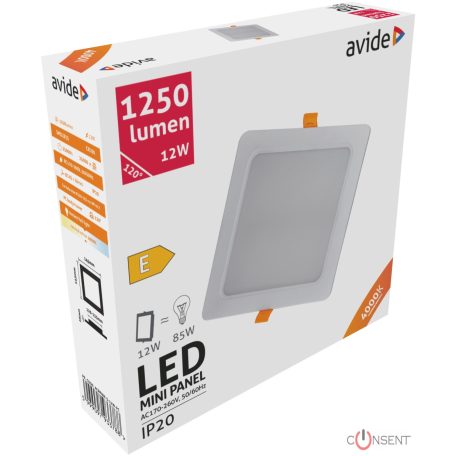 Avide LED Beépíthető Négyzetes Mennyezeti Lámpa Műanyag 12W NW 4000K