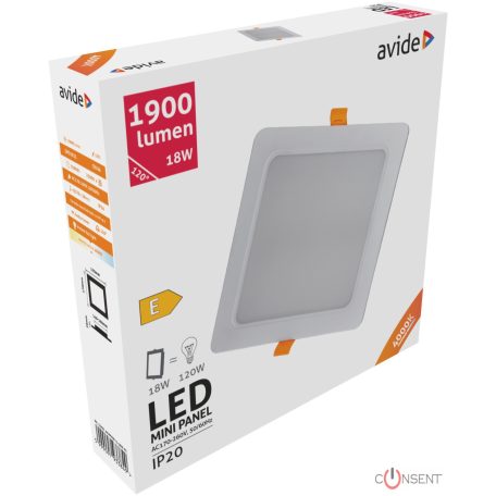 Avide LED Beépíthető Négyzetes Mennyezeti Lámpa Műanyag 18W NW 4000K