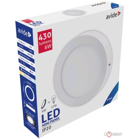 Avide LED Falra Szerelhető Kerek Mennyezeti Lámpa ALU 6W CW 6400K