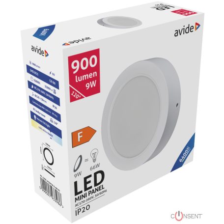 Avide LED Falra Szerelhető Kerek Mennyezeti Lámpa Műanyag 9W CW 6400K