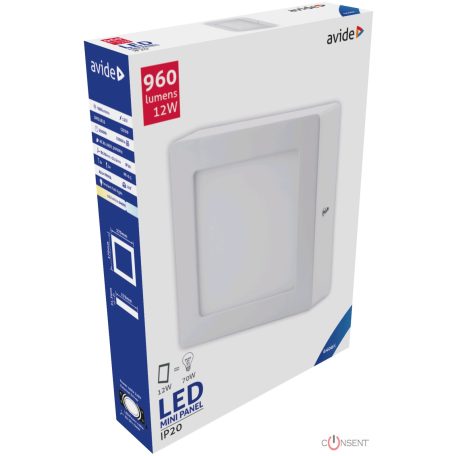 Avide LED Falra Szerelhető Négyzetes Mennyezeti Lámpa ALU 12W CW 6400K