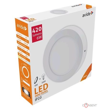 Avide LED Falra Szerelhető Kerek Mennyezeti Lámpa ALU 6W NW 4000K