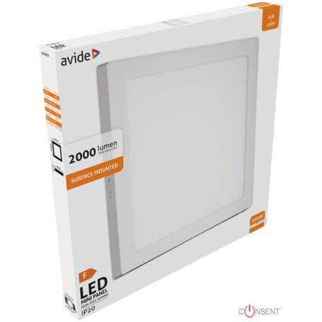 Avide LED Falra Szerelhető Négyzetes Mennyezeti Lámpa ALU 24W NW 4000K