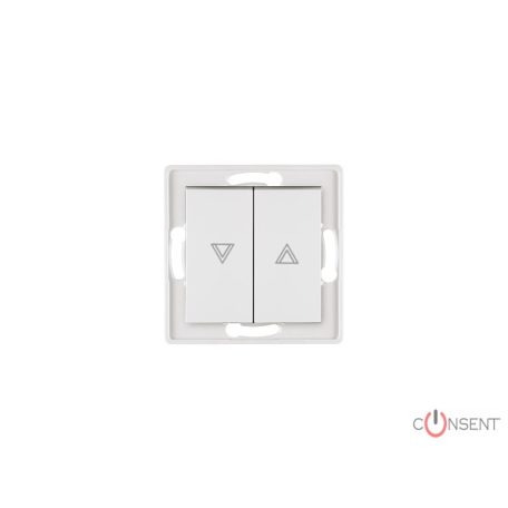 105R redőny (zsalu) nyomógomb, 10A 250V, keret nélkül, fehér