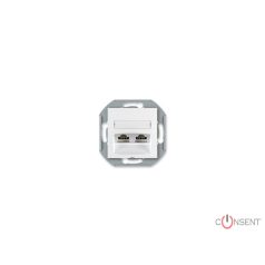   2xRJ45 csatlakozó aljzat Keystone betéttel, Cat5e UTP, keret nélkül, fehér