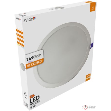 Avide LED Beépíthető Kerek Mennyezeti Lámpa Műanyag 24W NW 4000K