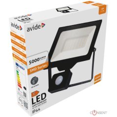 Avide LED Opál Reflektor Slim SMD 50W NW 4000K Mozgásérzékelős PIR