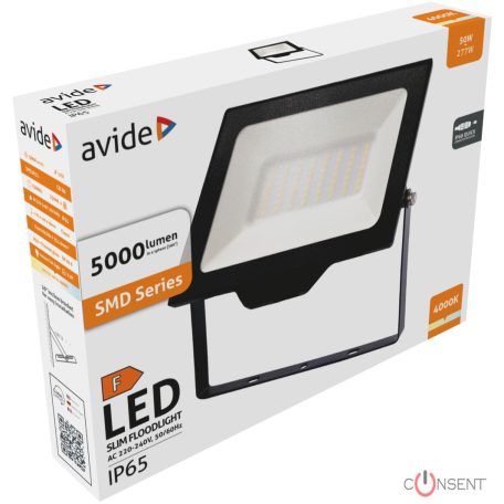 Avide LED Opál Reflektor Slim SMD 50W NW 4000K Gyorscsat.