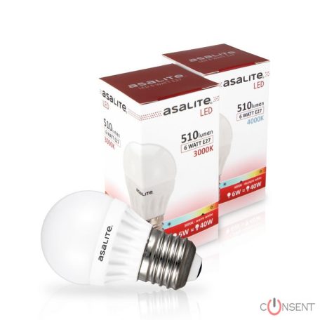 Asalite LED Izzó G45 mini gömb E27 6W 3000K (510 lumen)