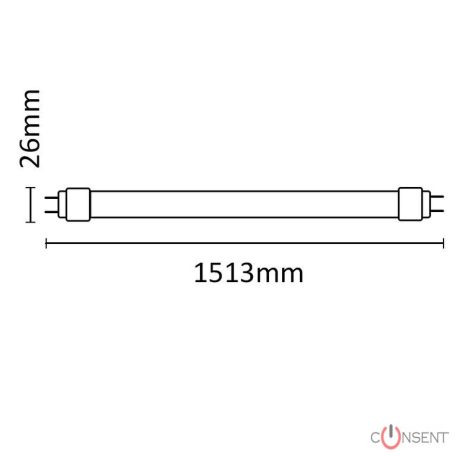 Kép2: Asalite Prémium LED Fénycső T8 Üveg 22W 6500K (3080 lumen) 150cm emeltfényű