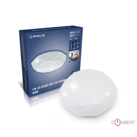 Kép1: Asalite LED Mennyezeti Lámpa NORAH 12W 3000K (1050 lumen) Gyémánt/Csillagos