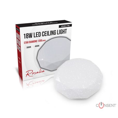 Kép1: Asalite LED Mennyezeti Lámpa ROSALIA 18W 3000K (1350 lumen) Gyémánt/Csillagos