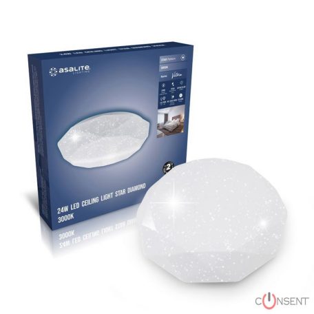 Kép1: Asalite LED Mennyezeti Lámpa VICTORIA 24W 3000K (2050 lumen) Gyémánt/Csillagos