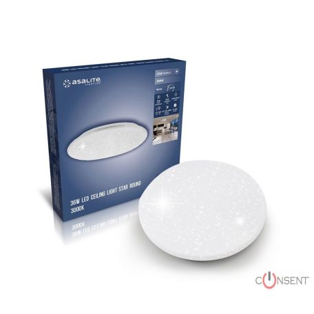 Kép1: Asalite LED Mennyezeti Lámpa EMILY 36W 3000K (3240 lumen) Kerek/Csillagos