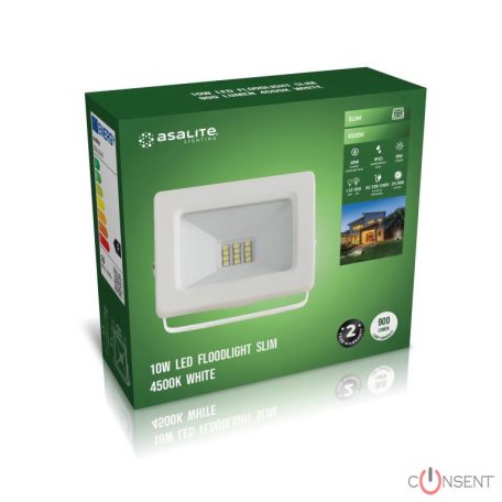 Kép2: Asalite LED Fehér Reflektor Slim 10W 4500K (900 lumen)