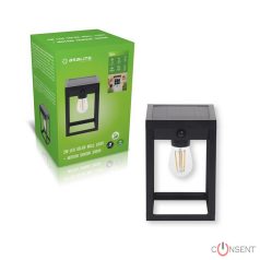 Kép1: Asalite Napelemes Kültéri Lámpa IP44 2W 3000K (200 lumen) Fekete+Szenzor