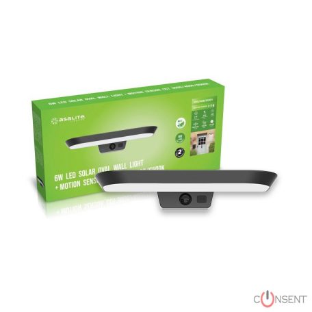 Kép1: Asalite LED Napelemes Kültéri Lámpa IP54 6W CCT (600 lumen) Ovális + Szenzor