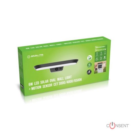 Kép4: Asalite LED Napelemes Kültéri Lámpa IP54 6W CCT (600 lumen) Ovális + Szenzor