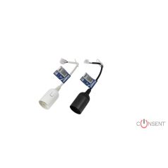 COMMEL Műanyag E27 foglalat vezetékkel, sork., fekete; H03VV-F 2X0,75/17 cm