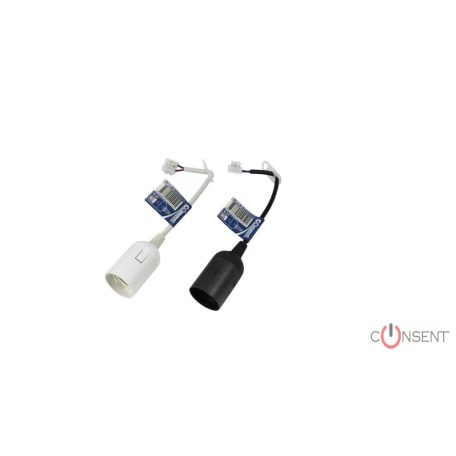 COMMEL Műanyag E27 foglalat vezetékkel, sork., fekete; H03VV-F 2X0,75/17 cm