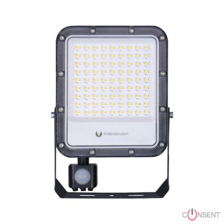 PROXIM+ LED fényvető/ reflektor 50W + PIR mozgásérzékelős 4000K 7500lm 230V 150lm/W 5 év garancia R