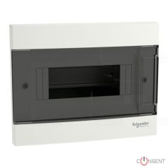 EASY9 EU Kiselosztó, füstszínű ajtó, süllyesztett, 1x8 modul, PEN