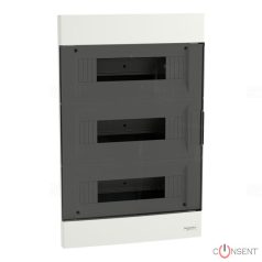 EASY9 EU Kiselosztó, füstszínű ajtó, süllyesztett, 3x12 modul, PEN