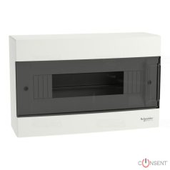 EASY9 EU Kiselosztó, füstszínű ajtó, falon kívüli, 1x12 modul, PEN