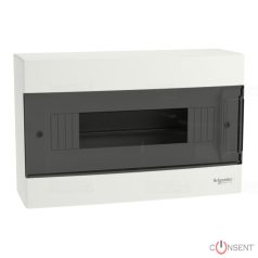 EASY9 EU Kiselosztó, füstszínű ajtó, falon kívüli, 1x18 modul, PEN