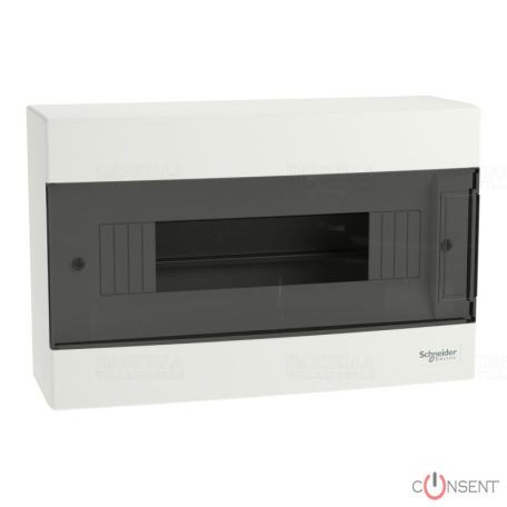 EASY9 EU Kiselosztó, füstszínű ajtó, falon kívüli, 1x18 modul, PEN