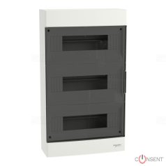 EASY9 EU Kiselosztó, füstszínű ajtó, falon kívüli, 3x12 modul, PEN