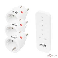   Távirányítható mini hálózati aljzat szett. 2300 W. 3aljzat + távirányító