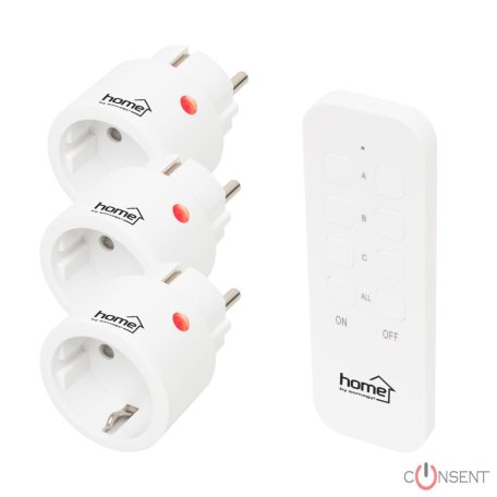 Távirányítható mini hálózati aljzat szett. 2300 W. 3aljzat + távirányító